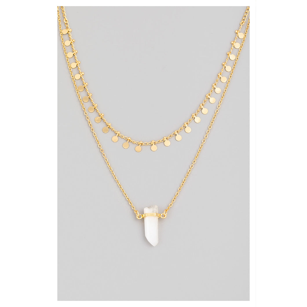 Dainty Layered Chain Crystal Pendant Necklace