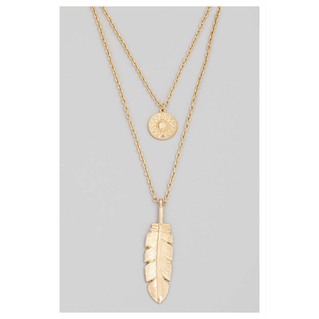 Layered Leaf Pendant Necklace