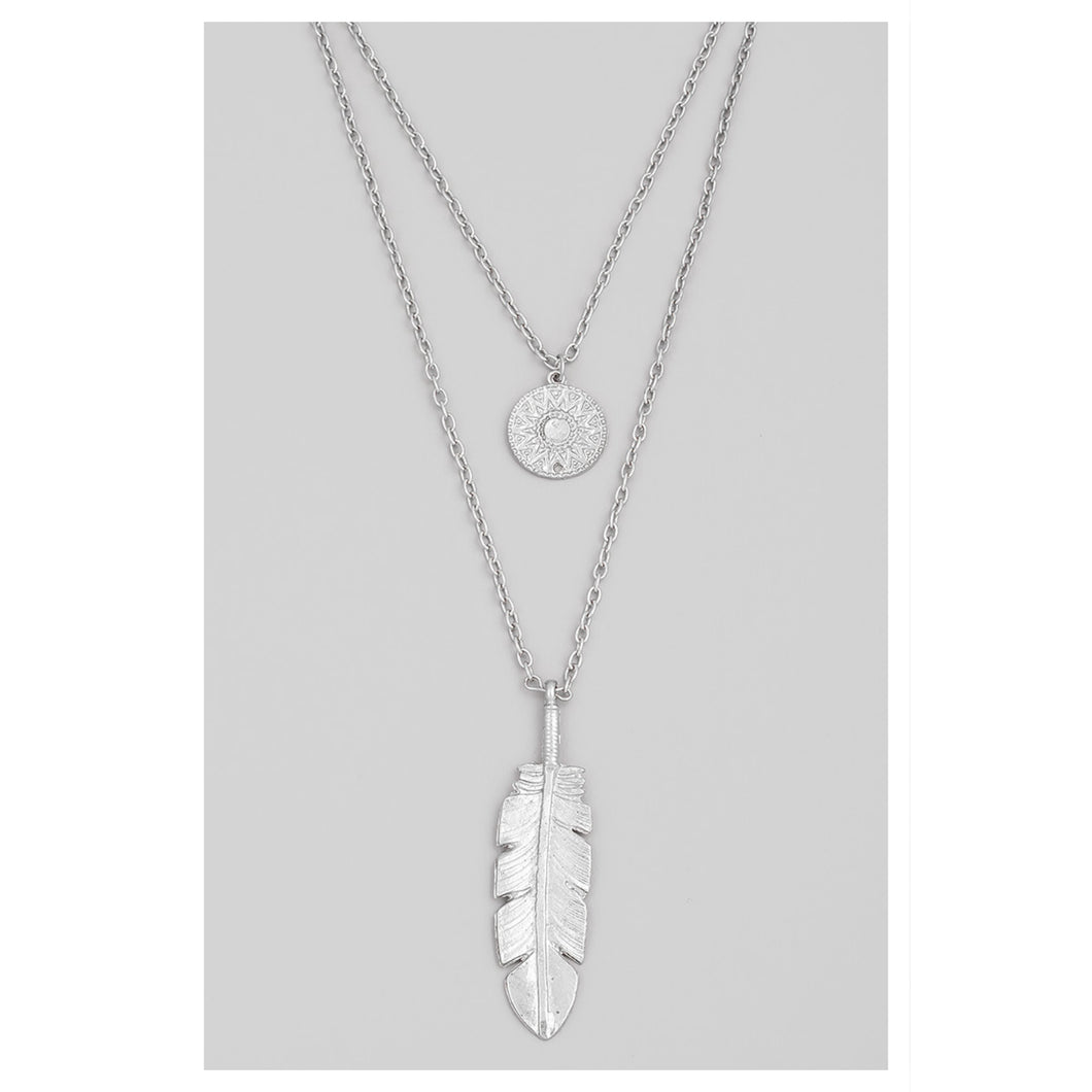 Layered Leaf Pendant Necklace