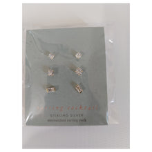 Load image into Gallery viewer, Sterling Silver Mini Rhinestone Trio Stud Earring Set
