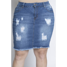 Load image into Gallery viewer, Distressed Denim Skirt
